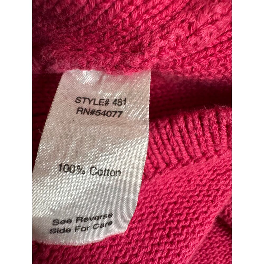 CAbi Pink Ribbed Knit Cardigan Ruffle Collar Button Front Medium - Picture 8 of 9